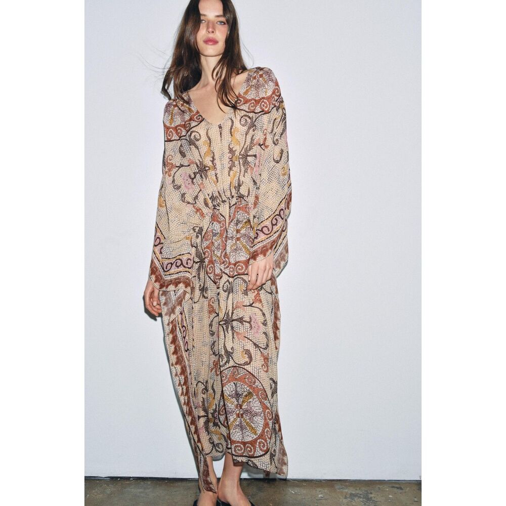 ZARA ZW Collection Printed Tunic Dress S-M NWT Rare Sold Out